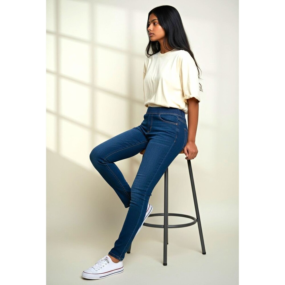 Calvin Klein Dark Wash Blue Denim Pull-On Slim Stretch Leggings Girls 16 NWT